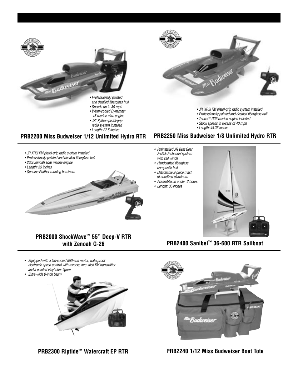 Look for these other fine pro boat, Models at your local hobby dealer | Pro Boat PRB2500 User Manual | Page 11 / 12