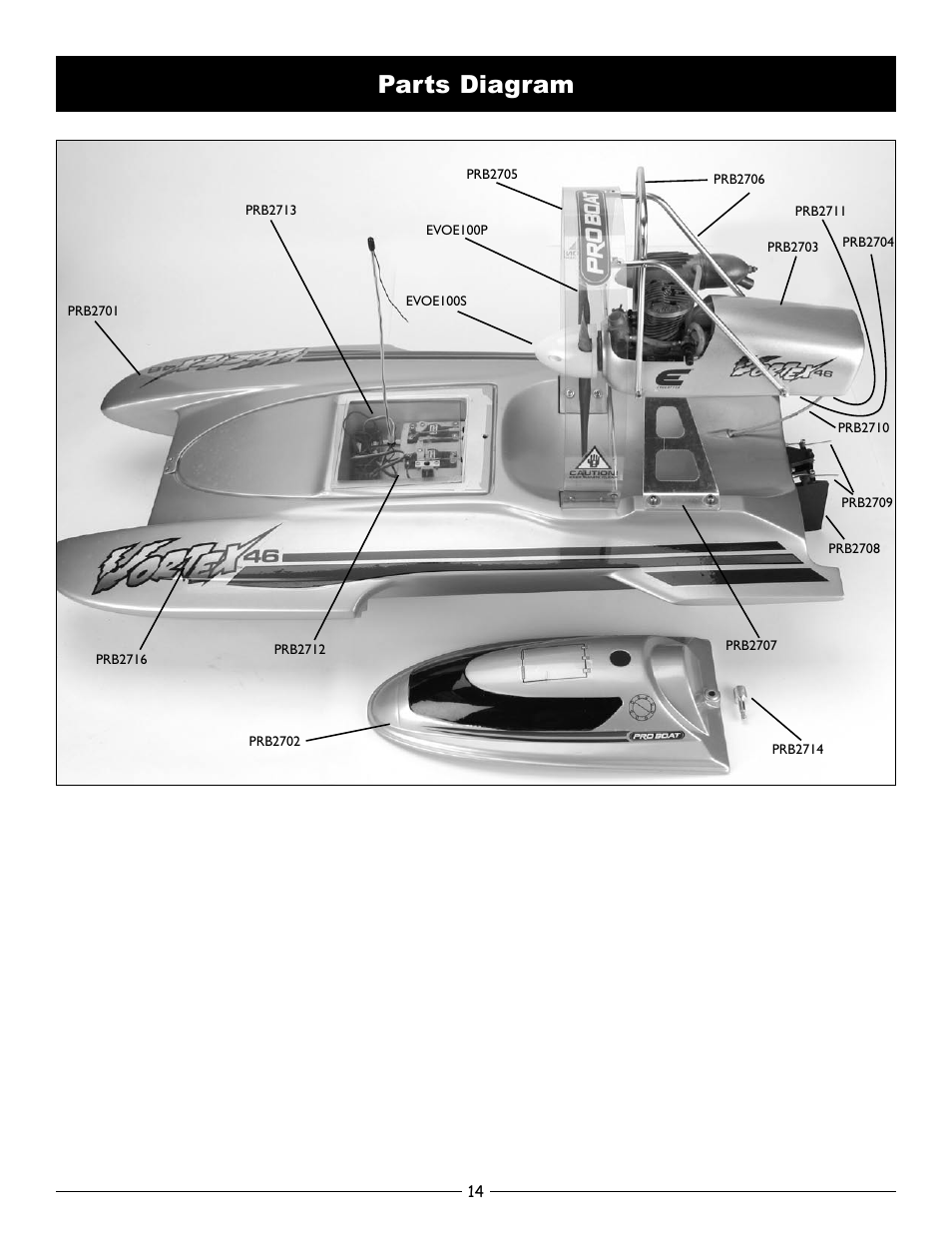 Parts diagram | Pro Boat PRB2700 User Manual | Page 14 / 16