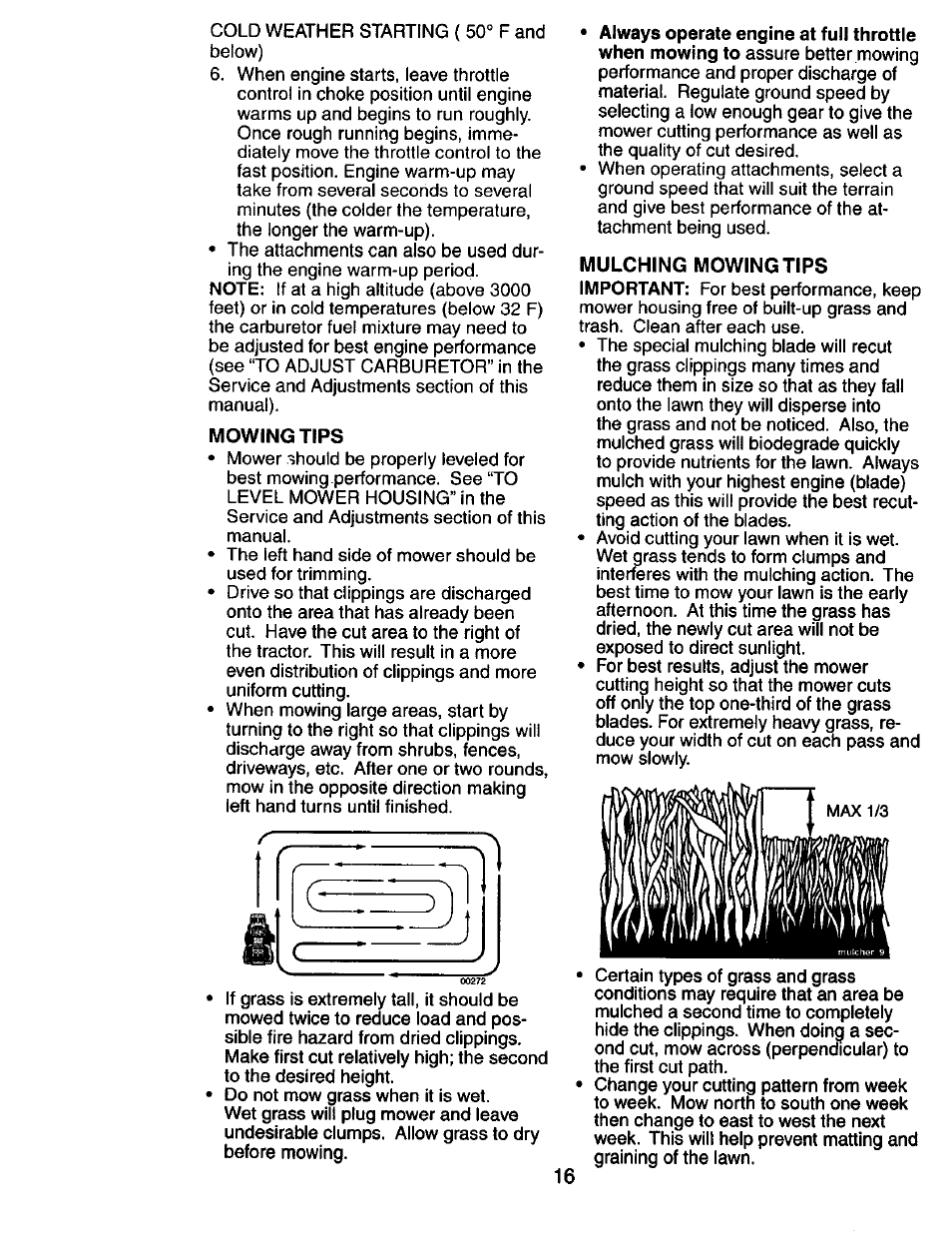 Mowing tips | Craftsman 917.274031 User Manual | Page 16 / 56