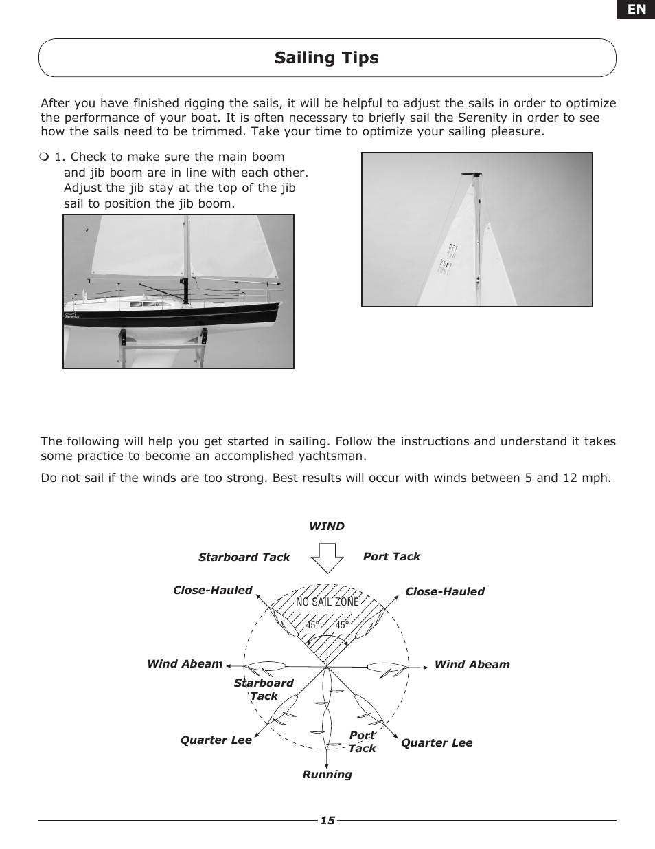 Sailing tips | Pro Boat PRB3450 User Manual | Page 15 / 21