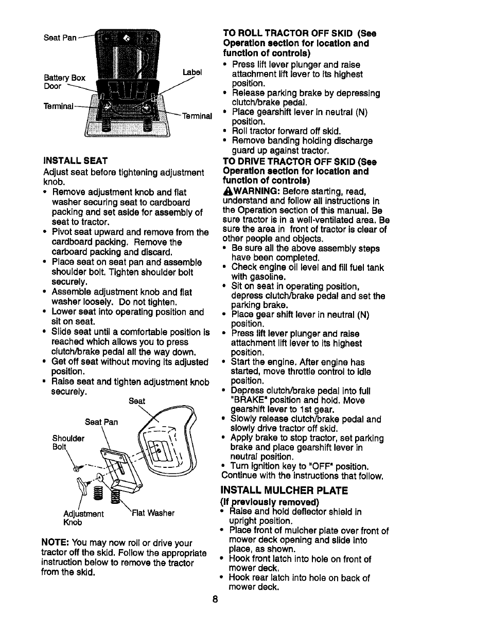 Install seat | Craftsman 917.270752 User Manual | Page 128 / 240