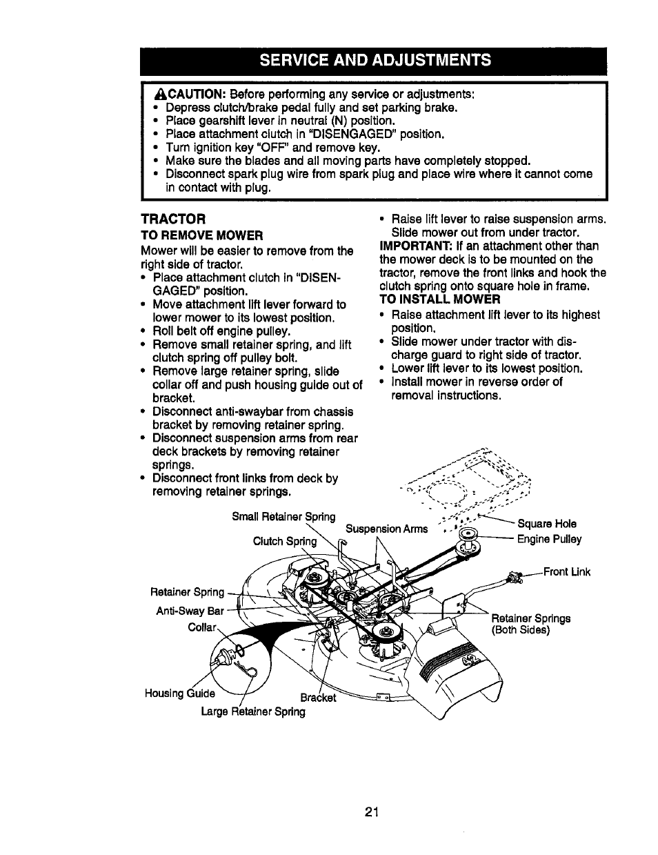 Service and adjustments | Craftsman 917.270752 User Manual | Page 81 / 240