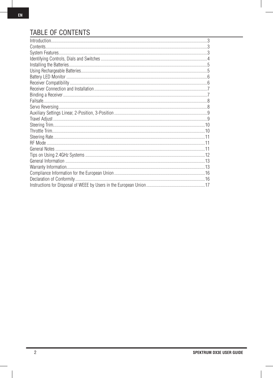 Pro Boat DX3E User Manual | Page 2 / 68