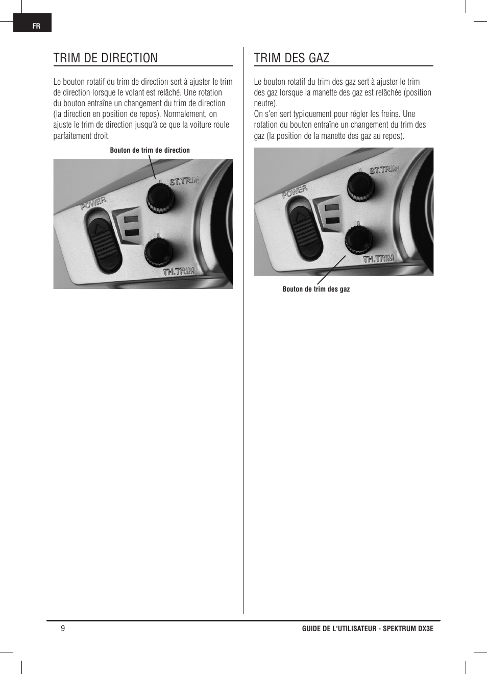 Trim de direction, Trim des gaz | Pro Boat DX3E User Manual | Page 42 / 68
