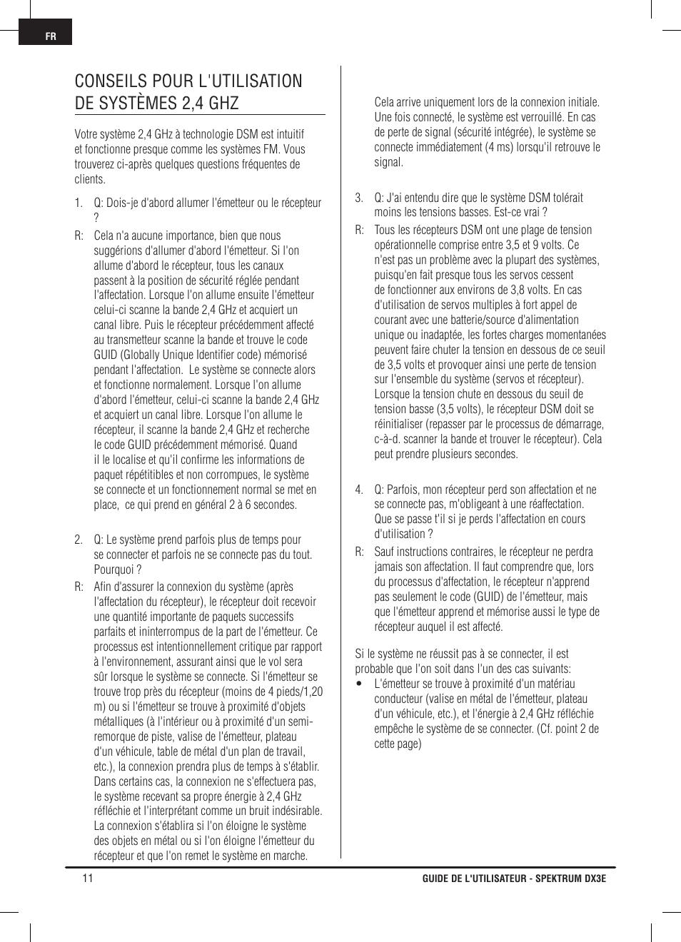 Conseils pour l'utilisation de systèmes 2,4 ghz | Pro Boat DX3E User Manual | Page 44 / 68