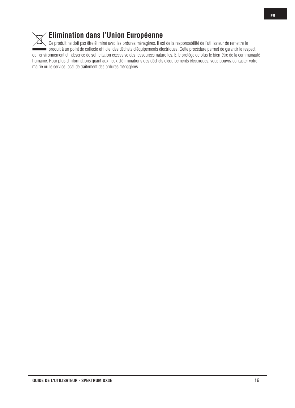 Elimination dans l’union européenne | Pro Boat DX3E User Manual | Page 49 / 68