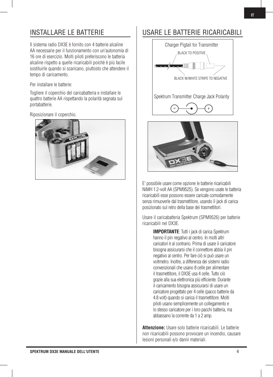 Installare le batterie, Usare le batterie ricaricabili | Pro Boat DX3E User Manual | Page 55 / 68