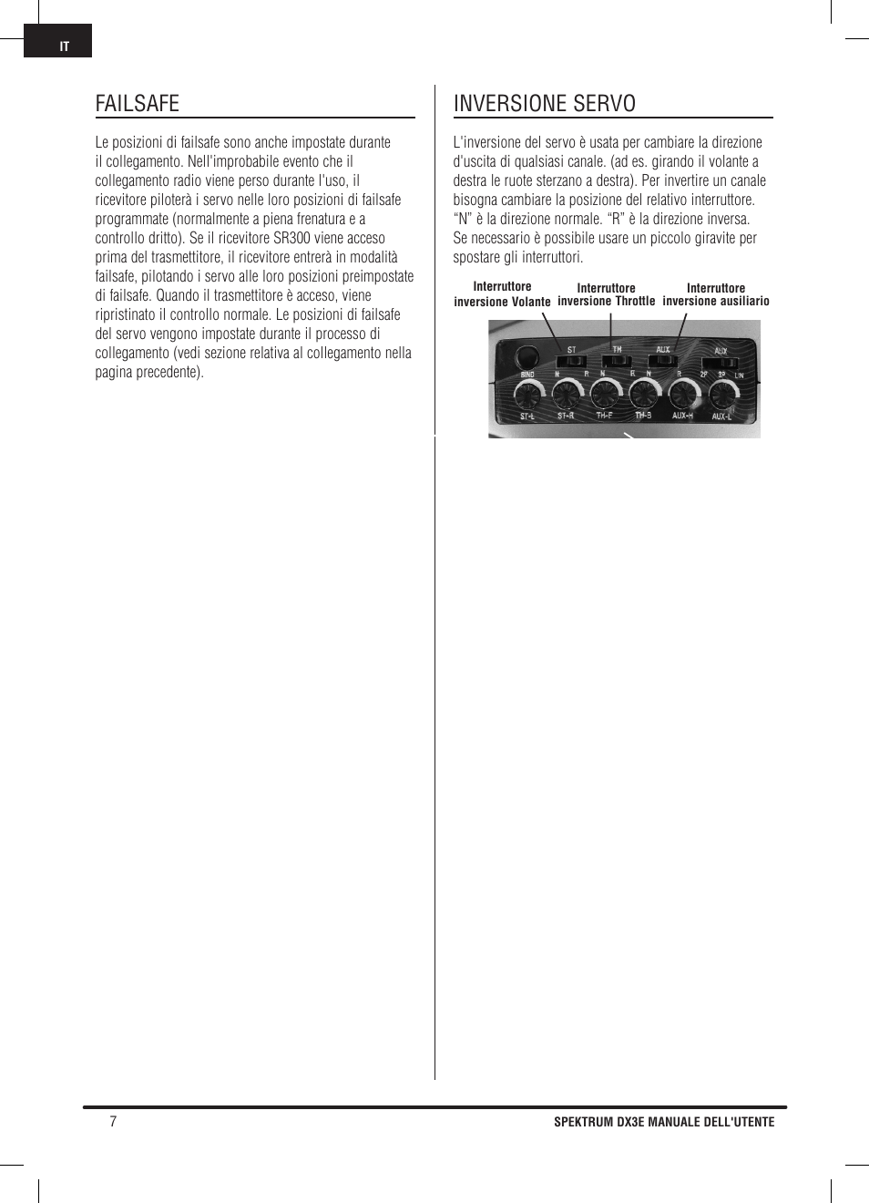 Failsafe, Inversione servo | Pro Boat DX3E User Manual | Page 58 / 68