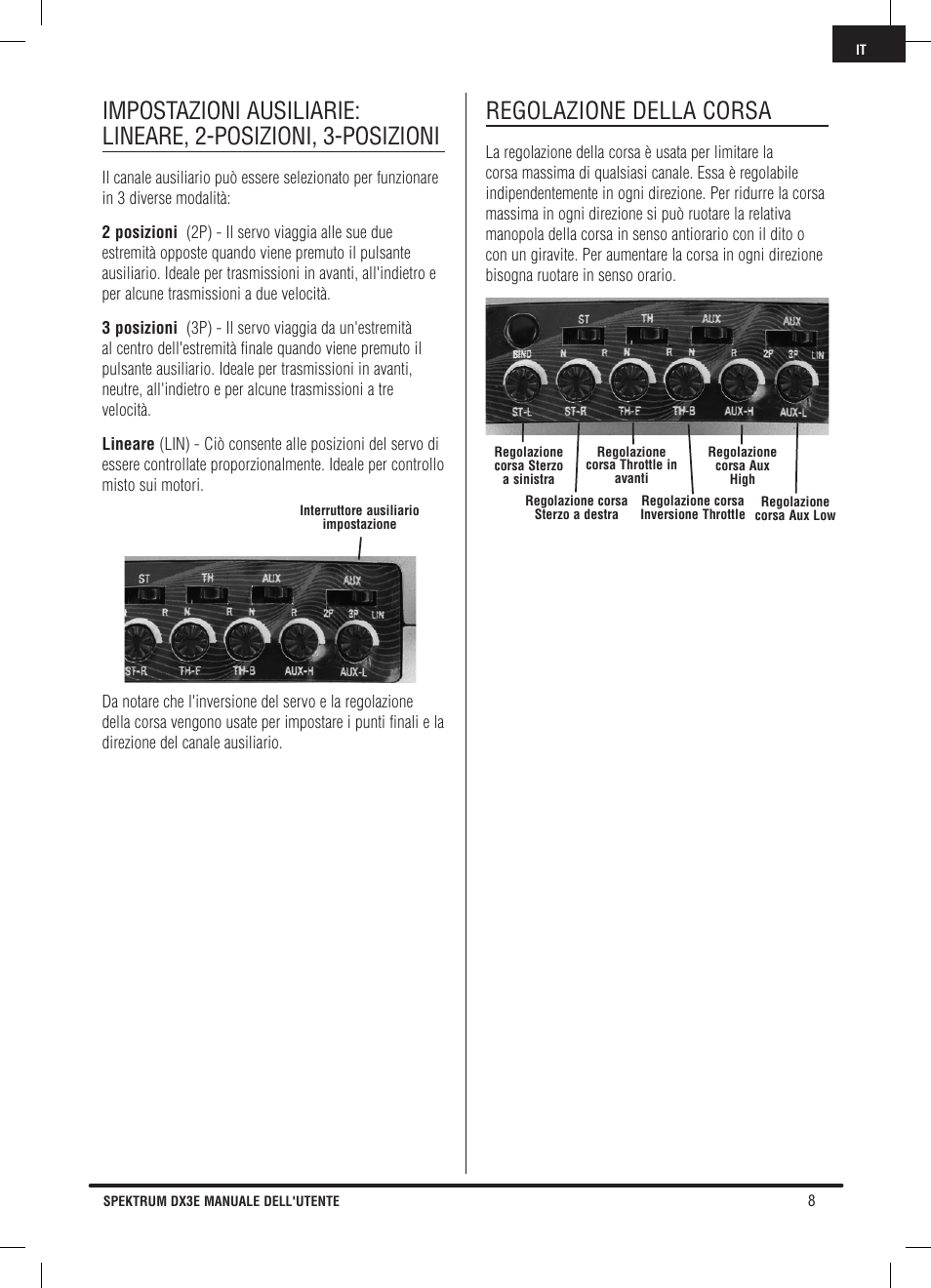 Regolazione della corsa | Pro Boat DX3E User Manual | Page 59 / 68