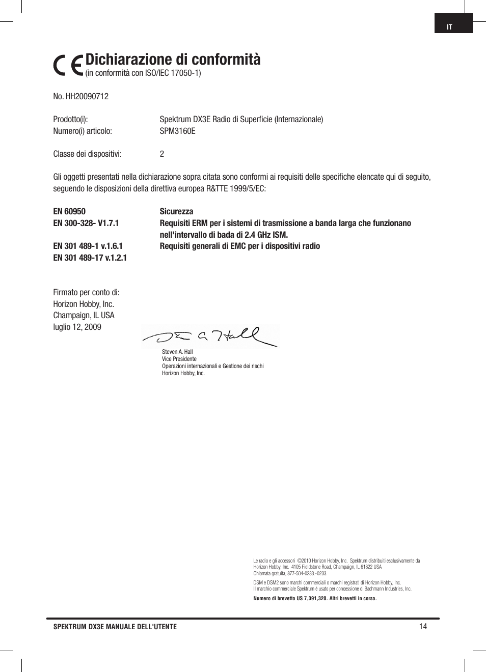 Dichiarazione di conformità | Pro Boat DX3E User Manual | Page 65 / 68
