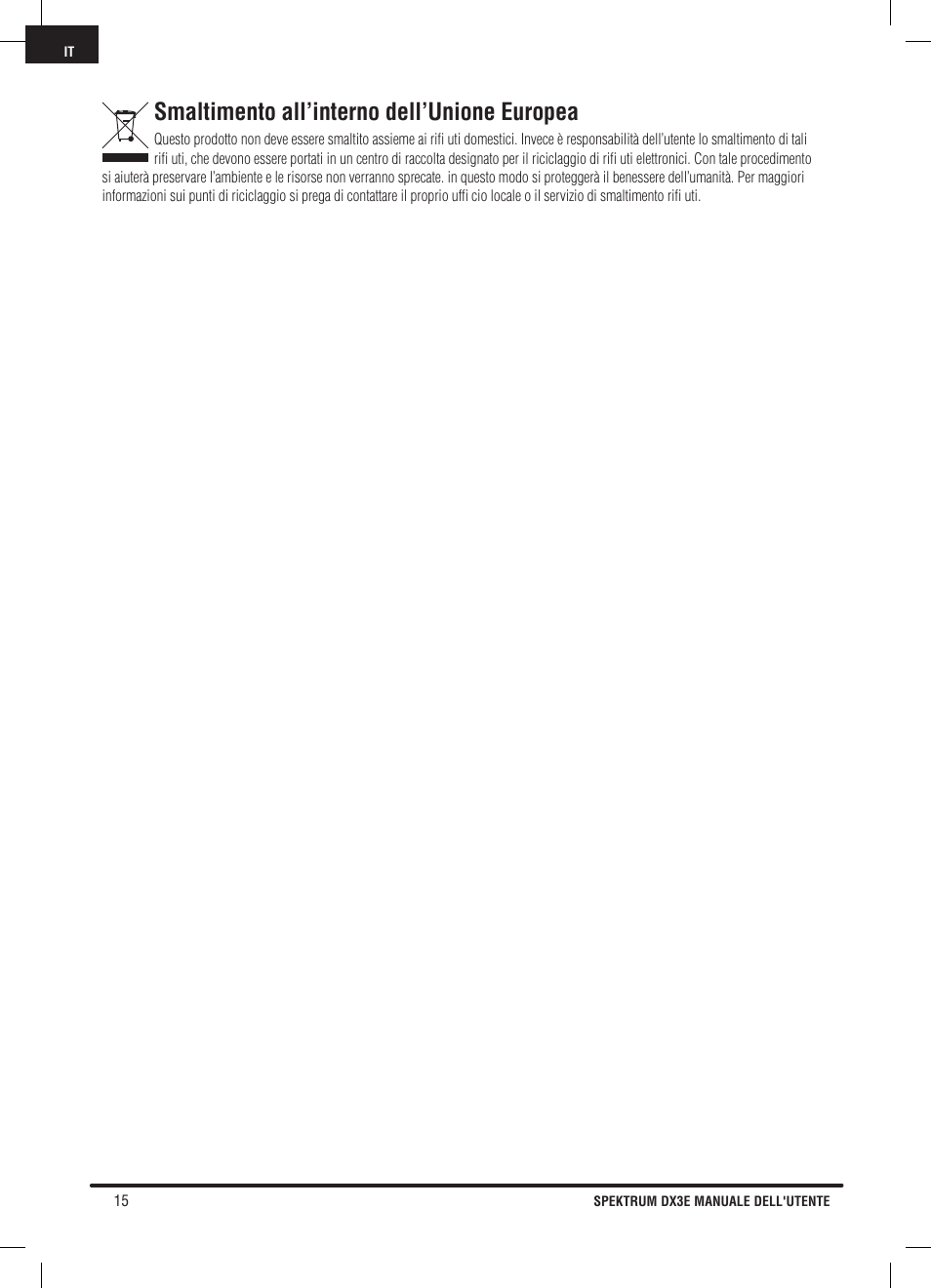 Smaltimento all’interno dell’unione europea | Pro Boat DX3E User Manual | Page 66 / 68