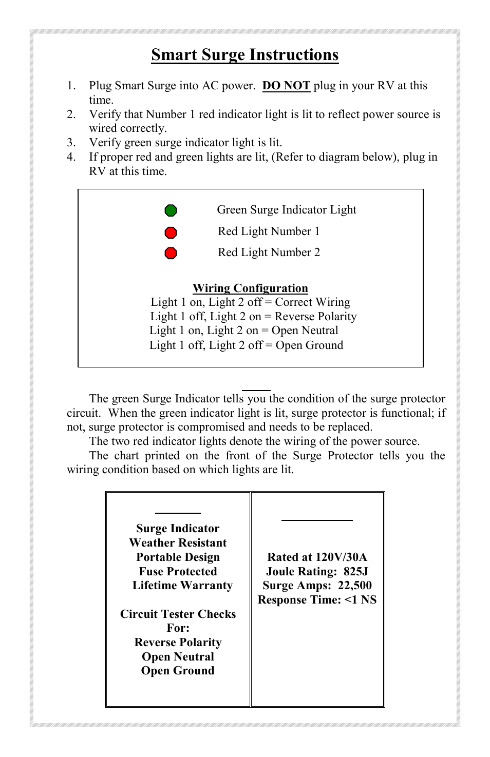 Smart surge instructions | Progressive Industries SSP-30 User Manual | Page 2 / 4