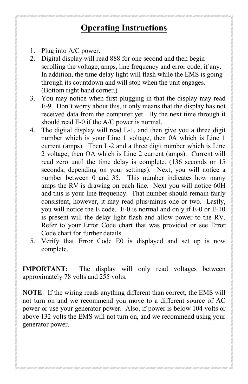 Operating instructions | Progressive Industries EMS-LCHW50 User Manual | Page 7 / 12
