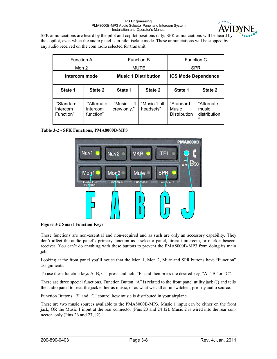 PS Engineering PMA8000MP3-Avidyne User Manual | Page 29 / 41