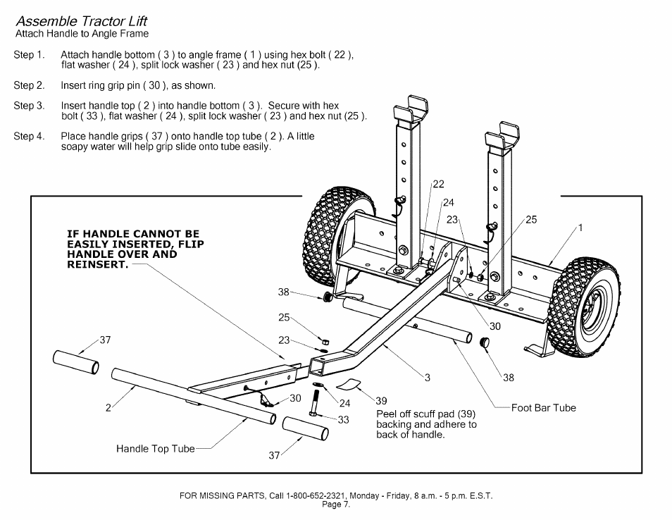 Assemble tractor lift | Craftsman 610.24600 User Manual | Page 7 / 13