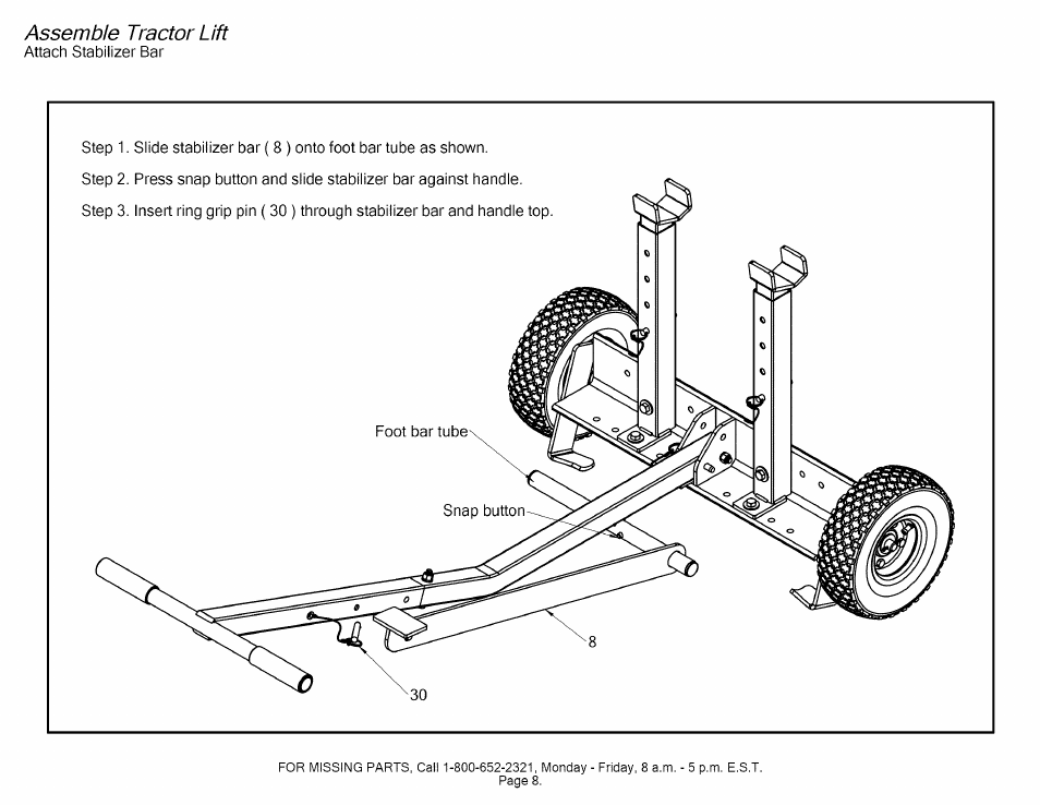 Assemble tractor lift | Craftsman 610.24600 User Manual | Page 8 / 13