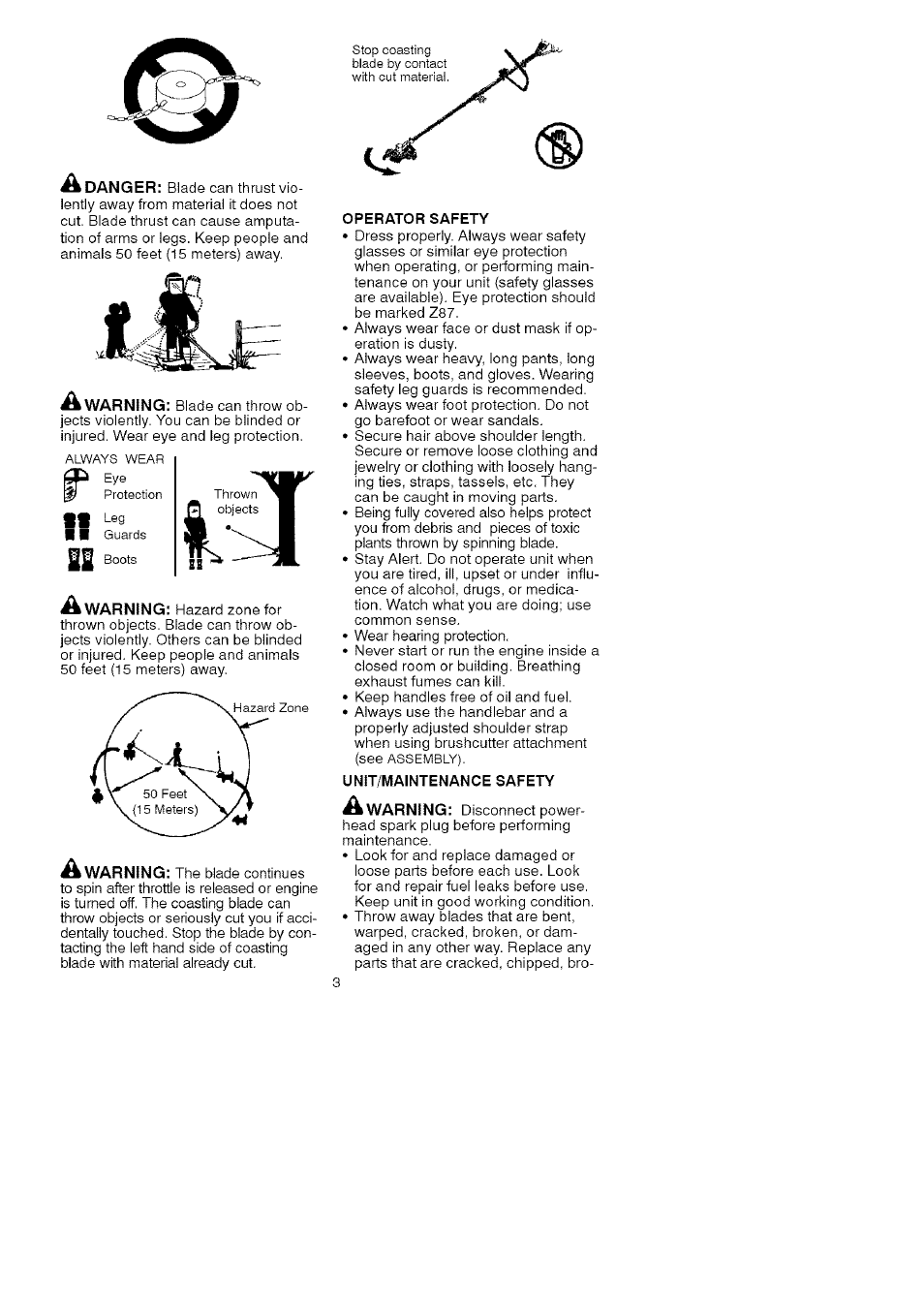 Operator safety, Unit/maintenance safety | Craftsman C944.511591 User Manual | Page 3 / 11
