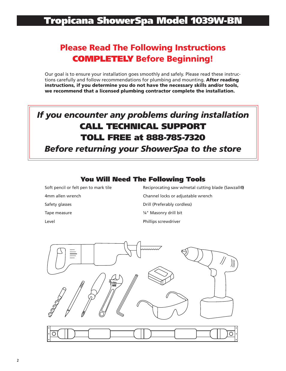 Tropicana showerspa model 1039w-bn | PULSE ShowerSpas 1039W-BN Tropicana User Manual | Page 2 / 8