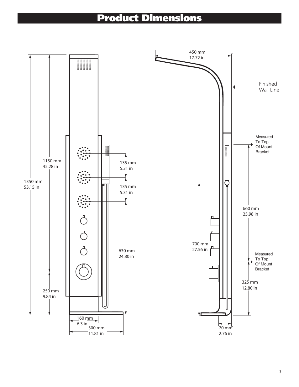 Product dimensions | PULSE ShowerSpas 1048B-BN Niagara User Manual | Page 3 / 8
