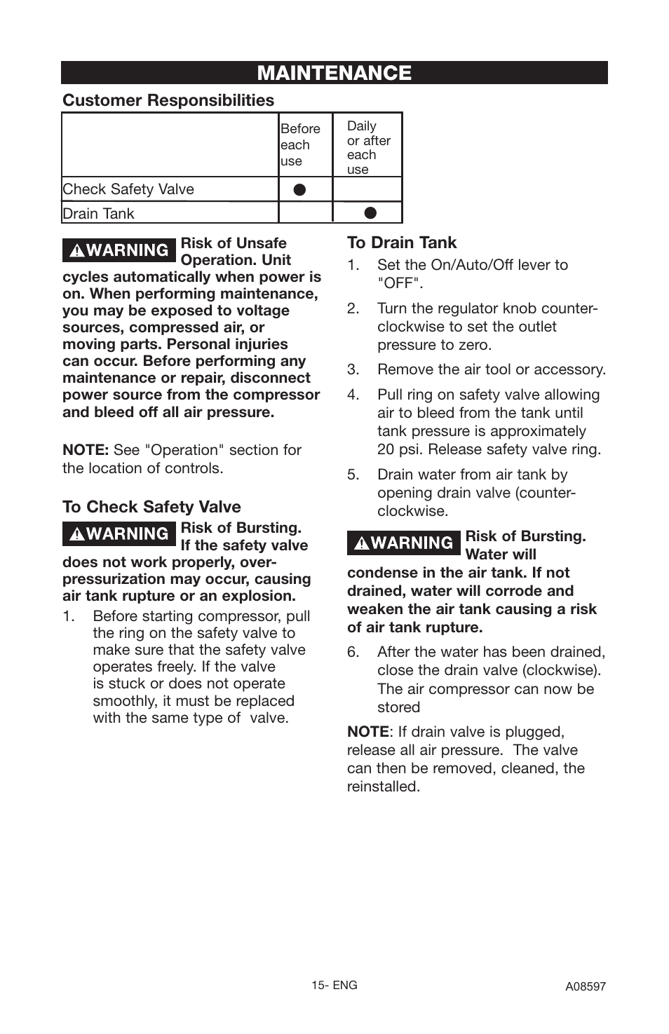 Maintenance | Craftsman 919.16644 User Manual | Page 15 / 44