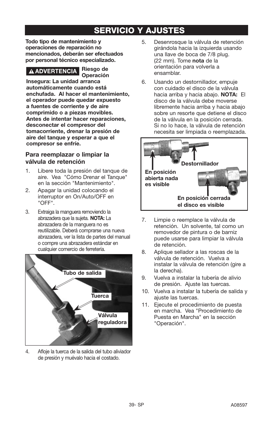 Servicio y ajustes | Craftsman 919.16644 User Manual | Page 35 / 44