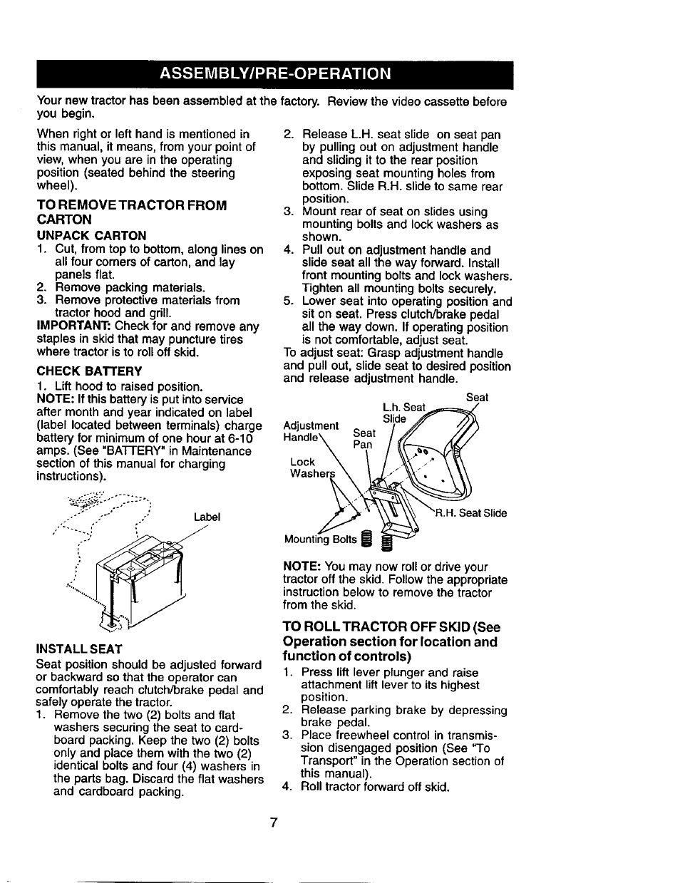 Assembly/pre-operation | Craftsman 917.275280 User Manual | Page 7 / 60