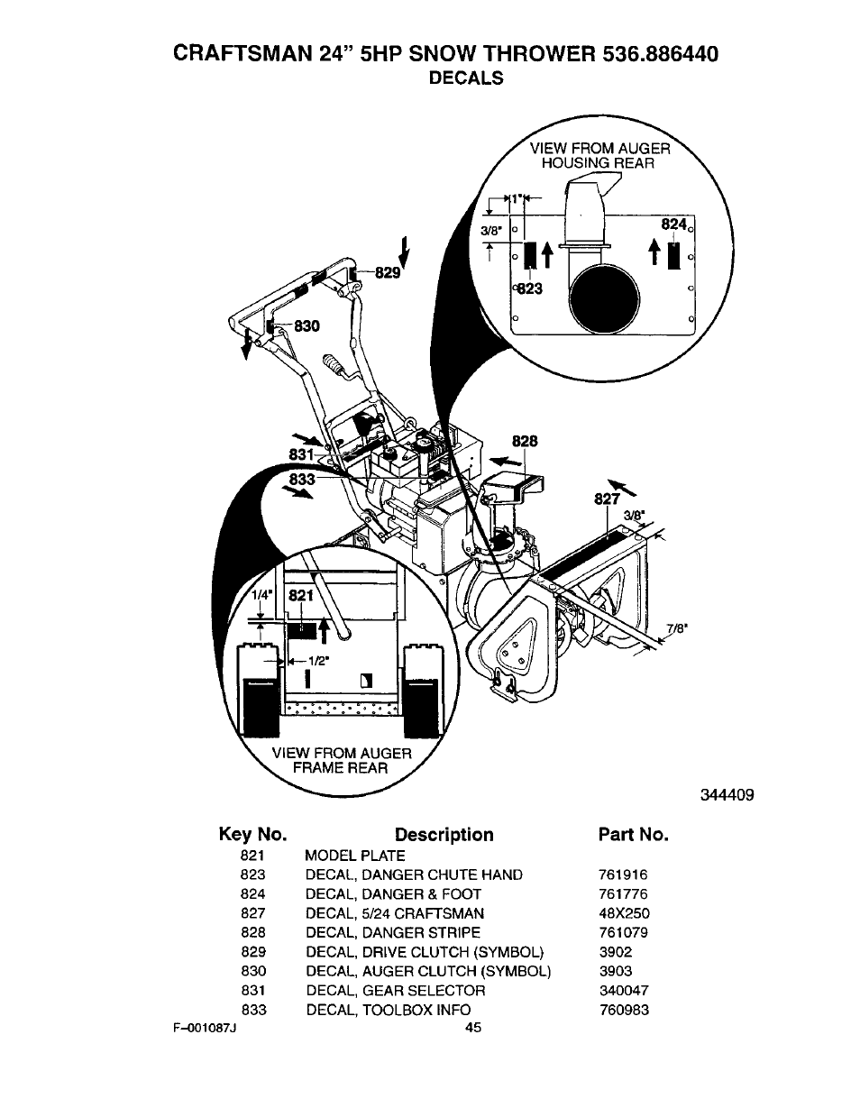 Decals | Craftsman 536.886440 User Manual | Page 45 / 54