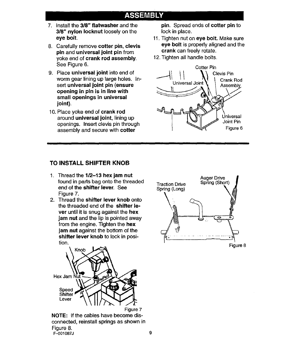 To install shifter knob, Assembly | Craftsman 536.886440 User Manual | Page 9 / 54