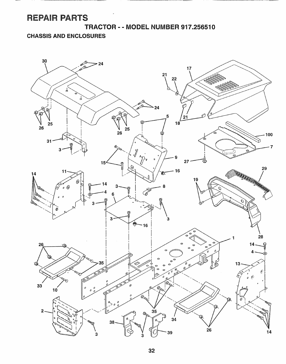 Repair parts | Craftsman 917.25650 User Manual | Page 32 / 56