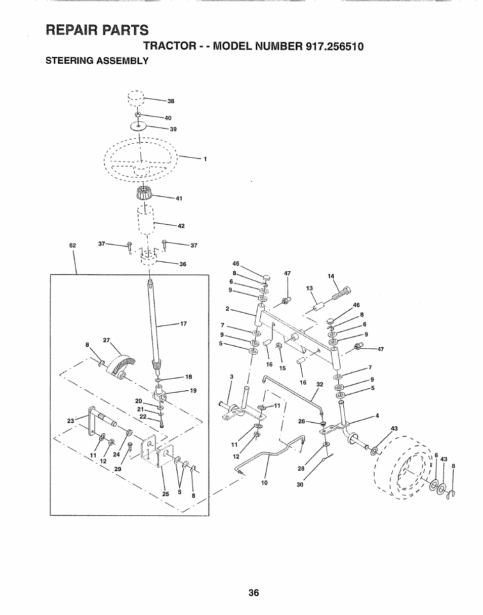 V-tv, Repair parts | Craftsman 917.25650 User Manual | Page 36 / 56