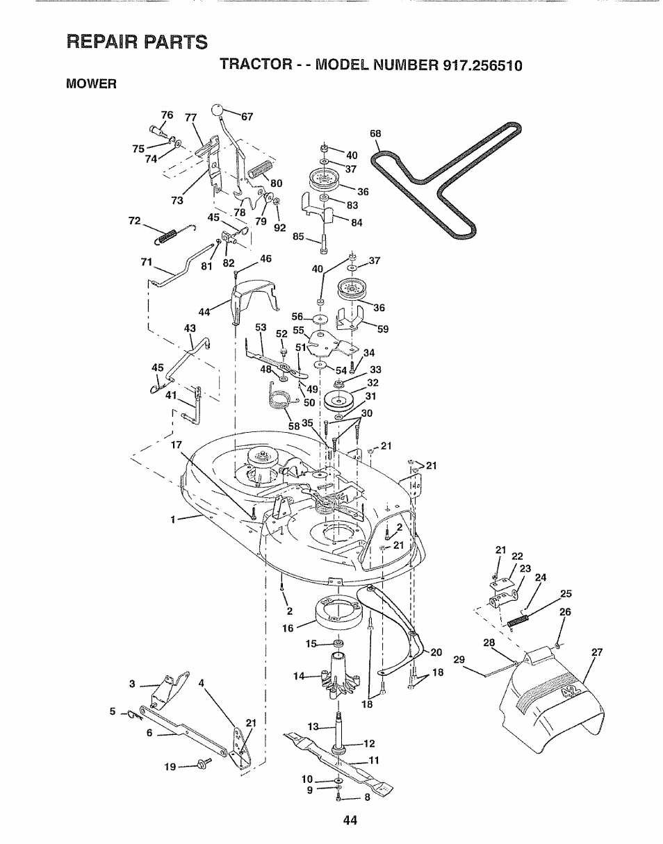 Repair parts | Craftsman 917.25650 User Manual | Page 44 / 56