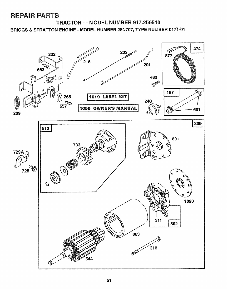 Repair parts | Craftsman 917.25650 User Manual | Page 51 / 56