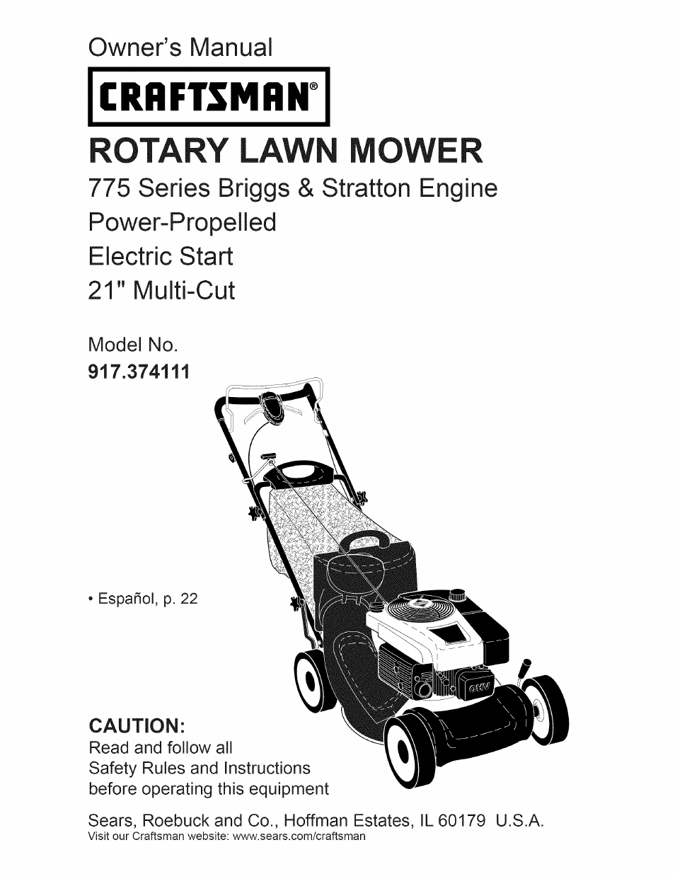 Craftsman 917.374111 User Manual | 52 pages