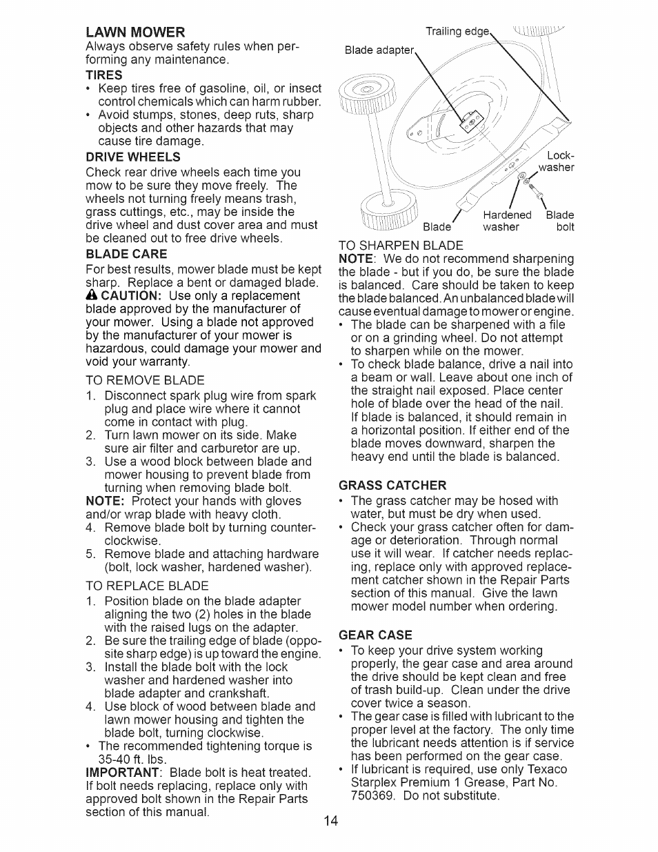 Drive wheels, Grass catcher, Gear case | Craftsman 917.374111 User Manual | Page 14 / 52