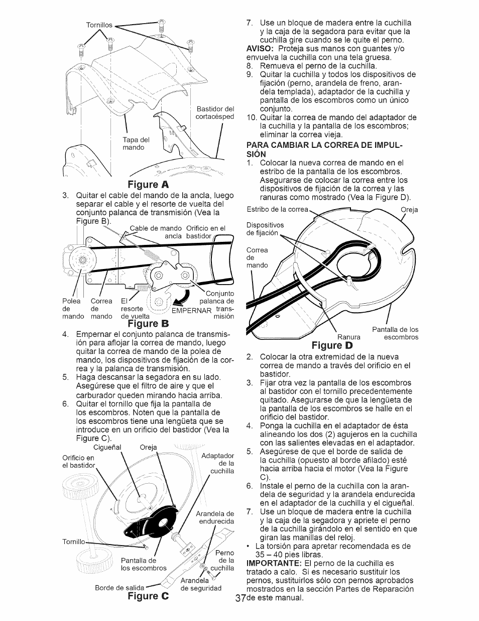 Figure b, Figure c, Figure d | Figure a | Craftsman 917.374111 User Manual | Page 37 / 52