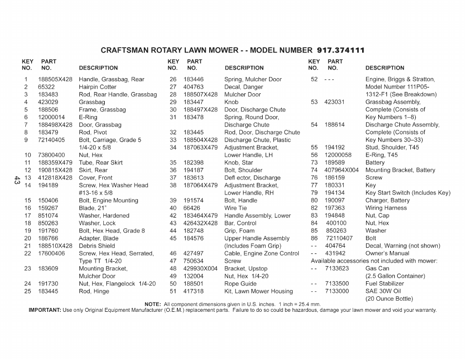 Craftsman 917.374111 User Manual | Page 43 / 52