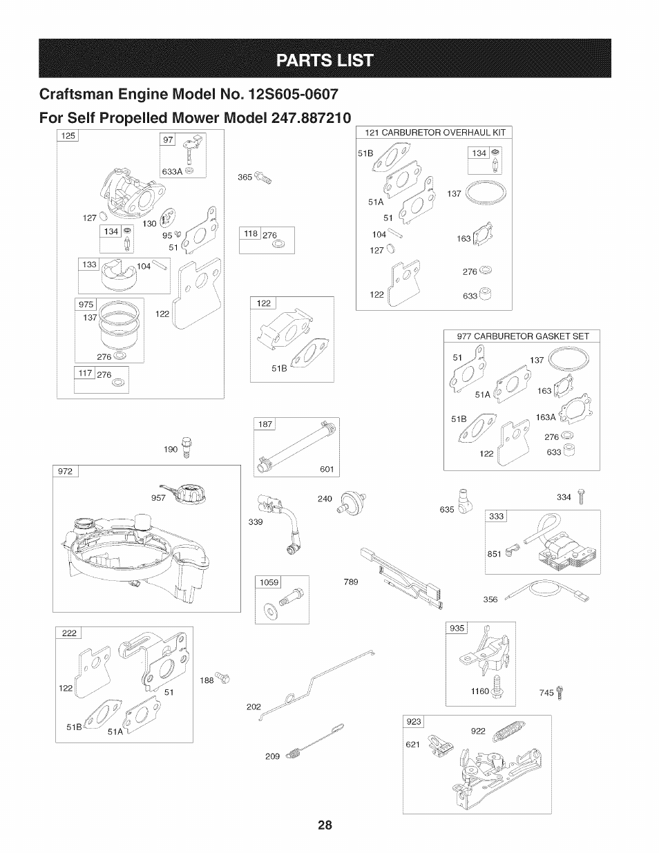 Parts lis, 5%(b | Craftsman 247.887210 User Manual | Page 28 / 60