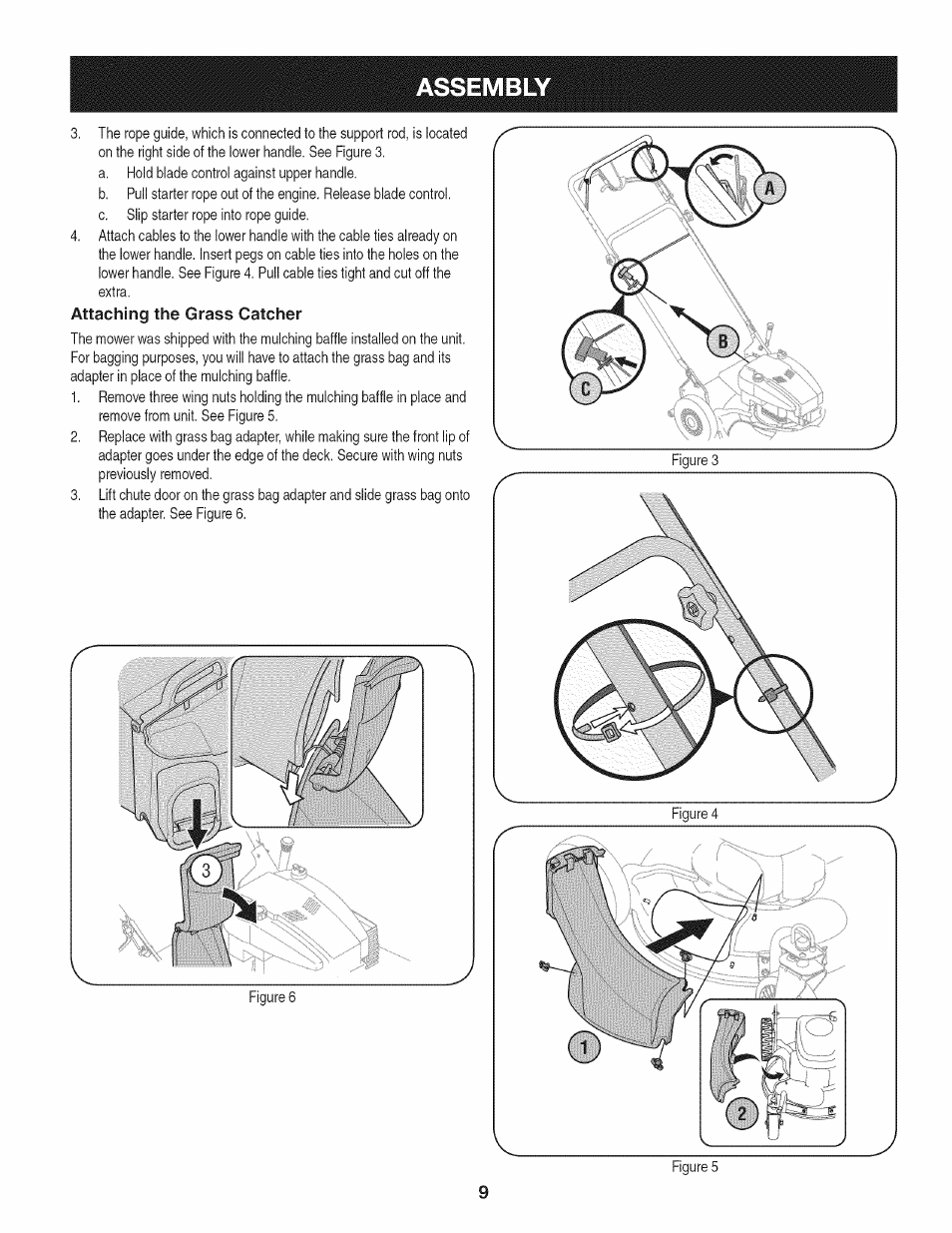 Attaching the grass catcher, Assembly | Craftsman 247.887210 User Manual | Page 9 / 60