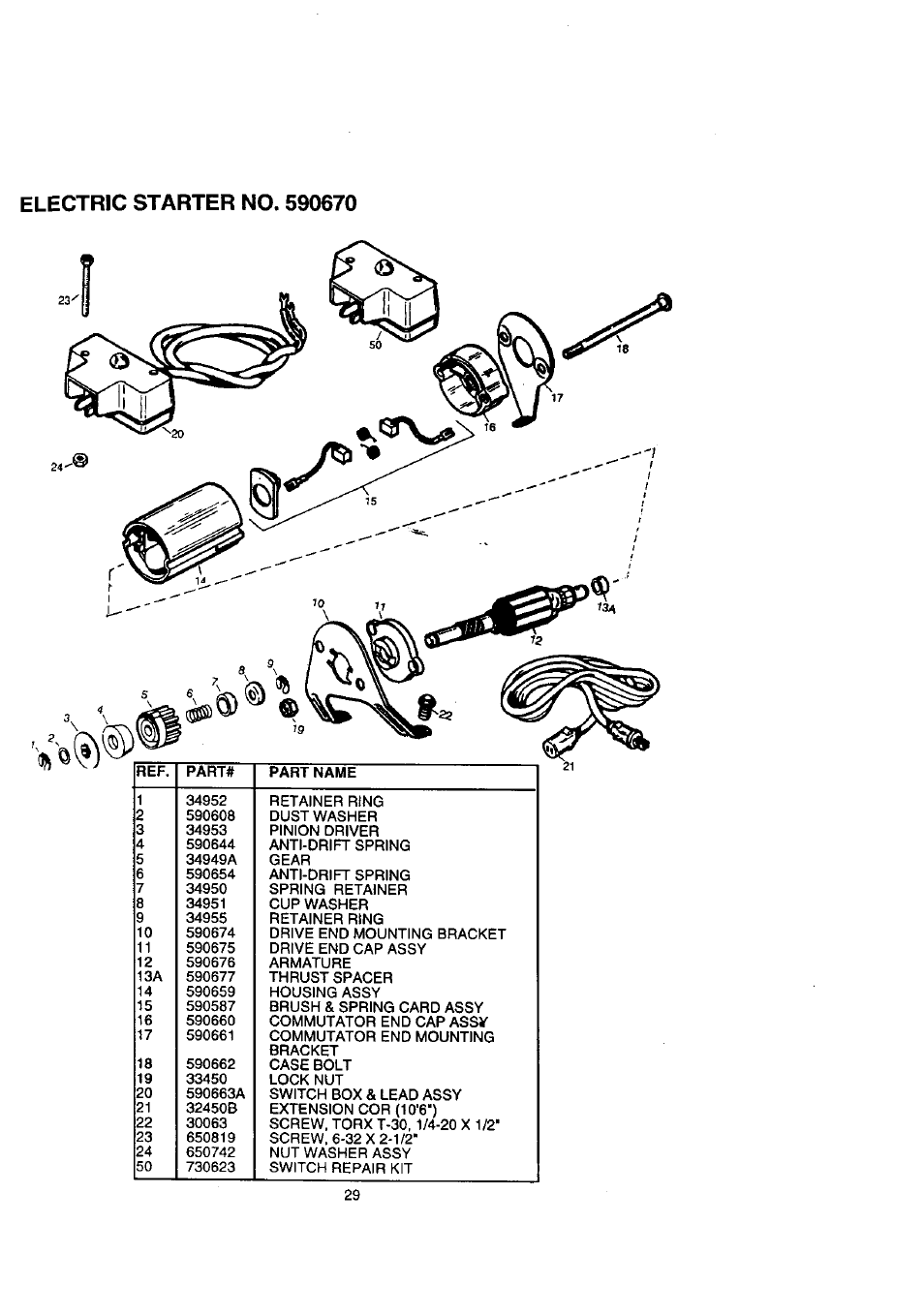 Electric starter no. 590670 | Craftsman 536.885210 User Manual | Page 29 / 30