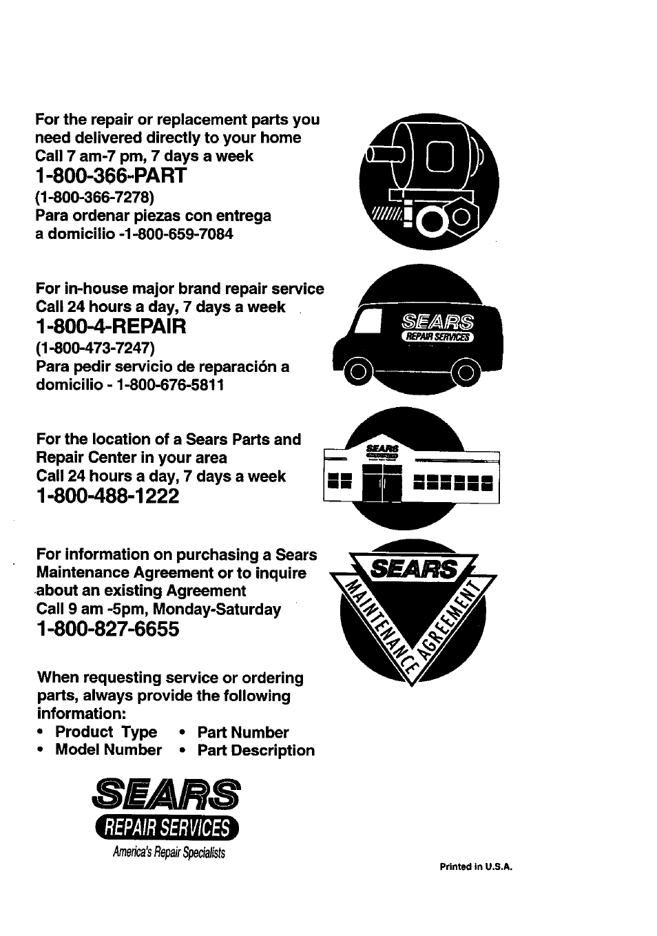 Repair services, 800-4-repair | Craftsman 536.885210 User Manual | Page 30 / 30