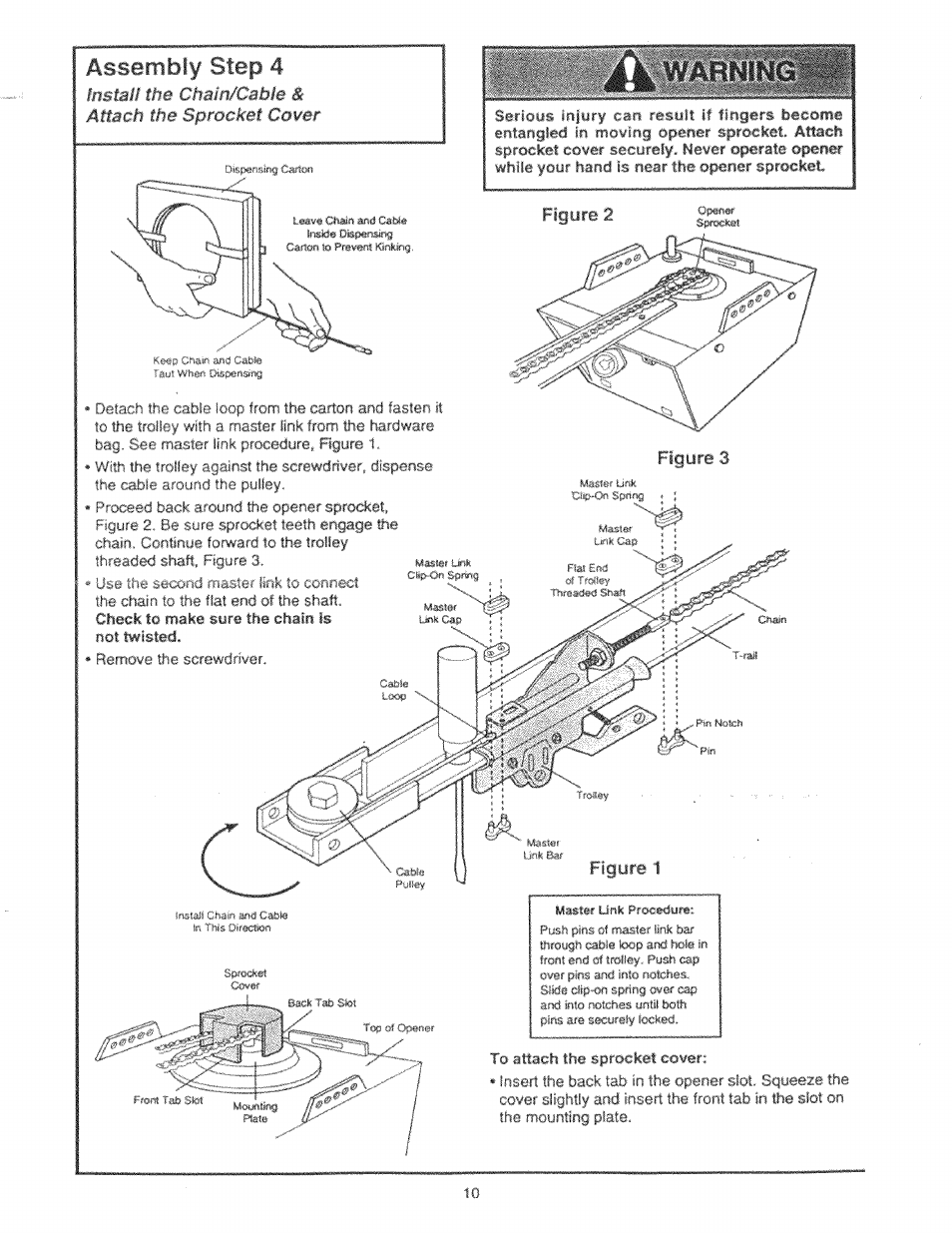 Assembly step 4, Figure 3, 3 ( anr.u v, ¡jíf/i- rt knhmg | Figyfe 2 op€fi^ sp'ocke | Craftsman 139.53225SRT User Manual | Page 10 / 40