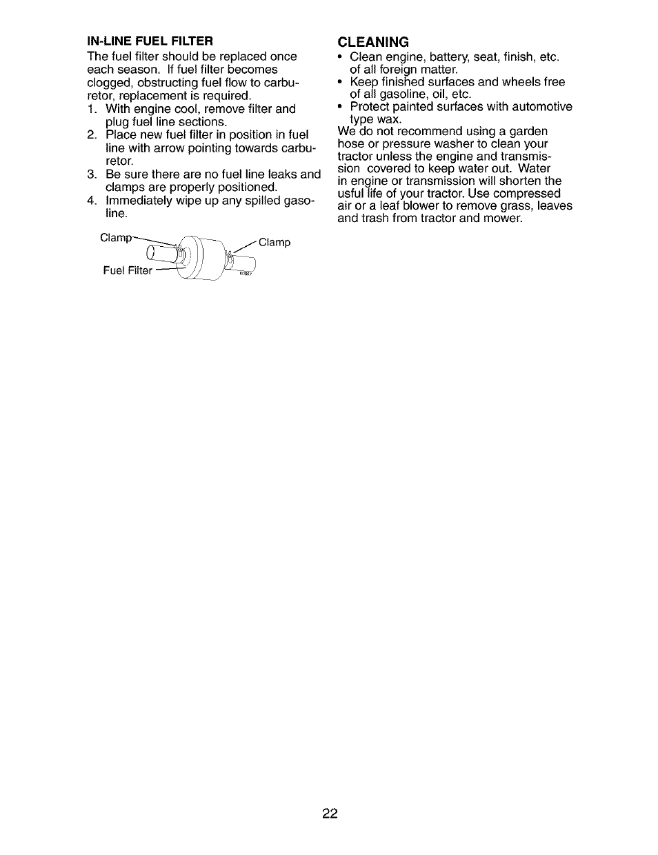 In-line fuel filter | Craftsman 917.273763 User Manual | Page 22 / 56