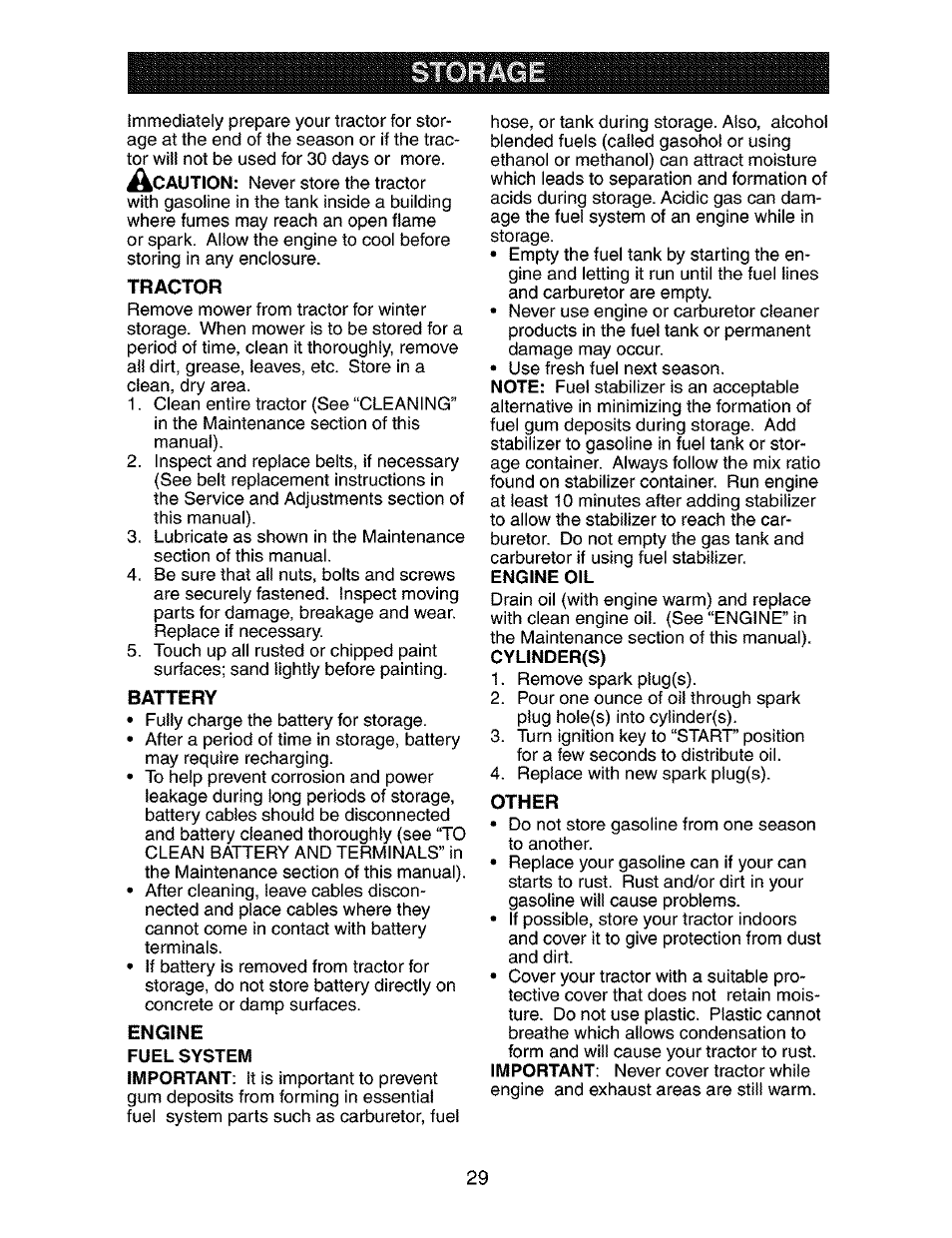 Engine oil | Craftsman 917.273763 User Manual | Page 29 / 56