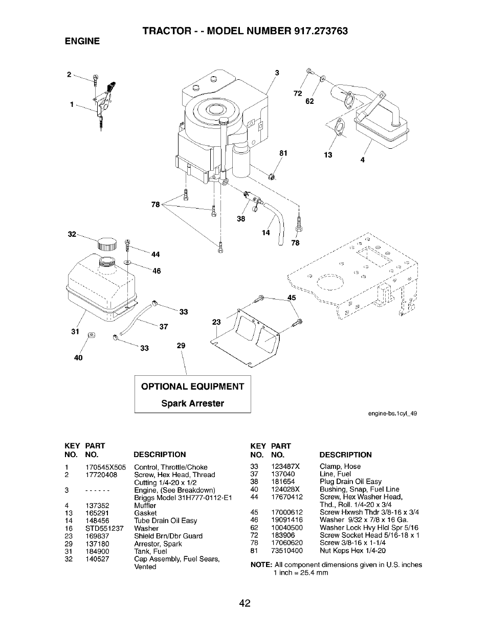 Engine | Craftsman 917.273763 User Manual | Page 42 / 56