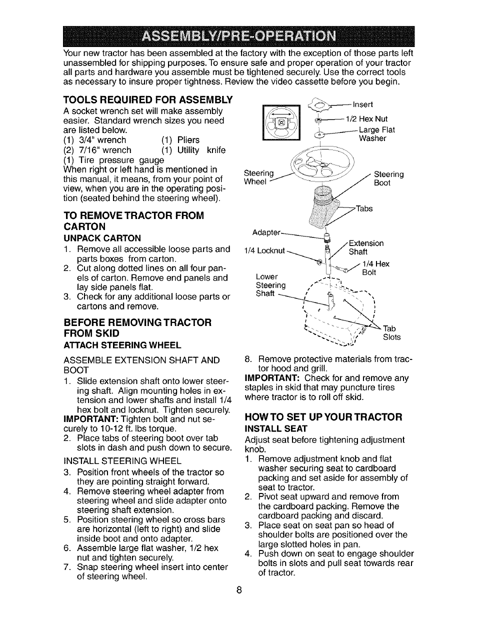 Attach steering wheel | Craftsman 917.273763 User Manual | Page 8 / 56