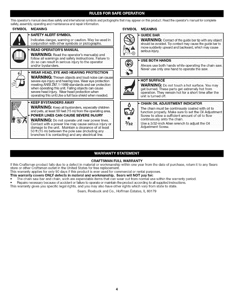 Craftsman 316.792460 User Manual | Page 4 / 20