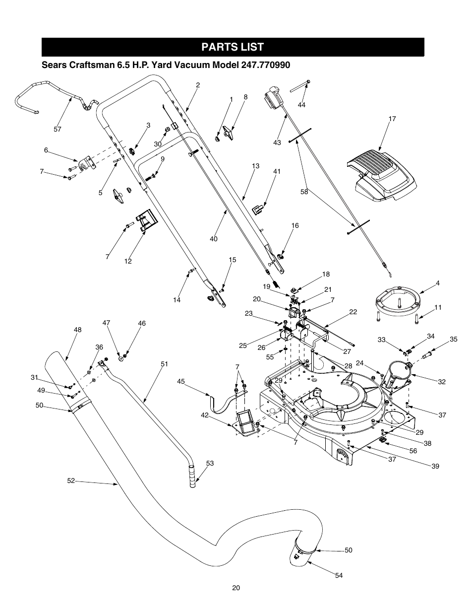Parts list | Craftsman 247.77099 User Manual | Page 20 / 52