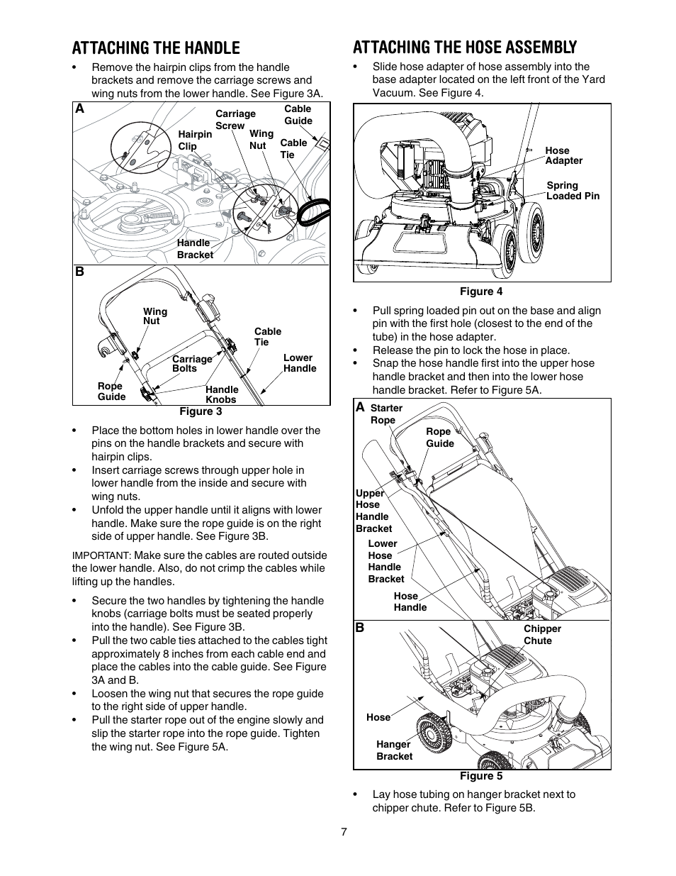Attaching the handle, Attaching the hose assembly | Craftsman 247.77099 User Manual | Page 7 / 52