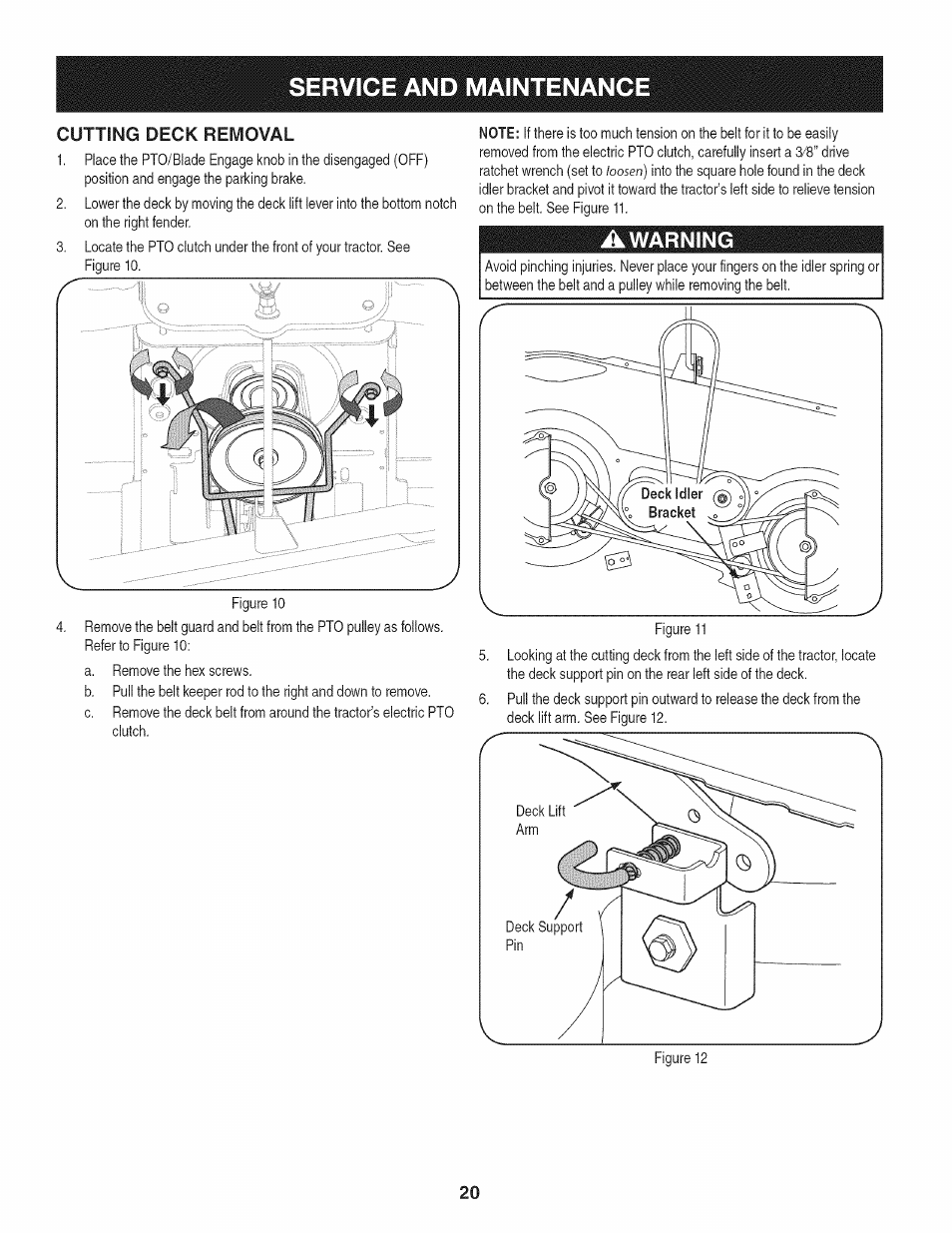 Service and maintenance, Awarning | Craftsman 247.28980 User Manual | Page 20 / 100