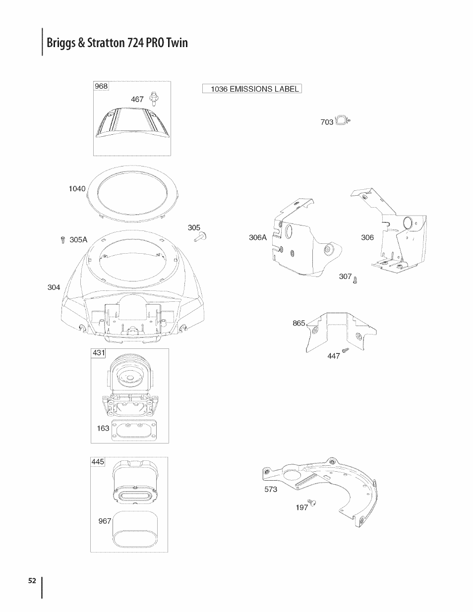 Briggs & stratton 724 pro twin | Craftsman 247.28980 User Manual | Page 52 / 100